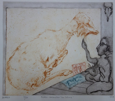 Mordecai MOREH : Peintre animalier "La chèvre" - Gravure