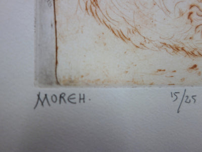 Mordecai MOREH : Peintre animalier "La chèvre" - Gravure (détail)