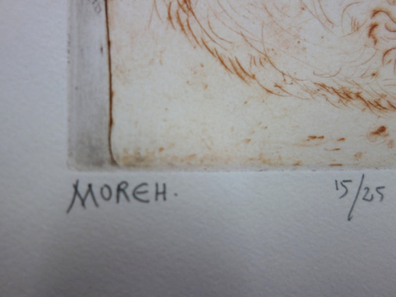 Mordecai MOREH : Peintre animalier "La chèvre" - Gravure (détail)