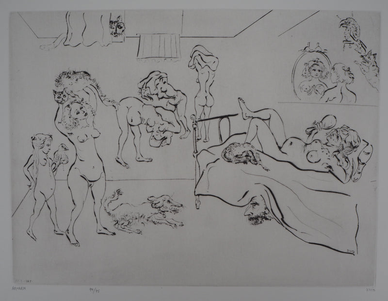 Mordecaï MOREH : La toilette - Gravure (détail)