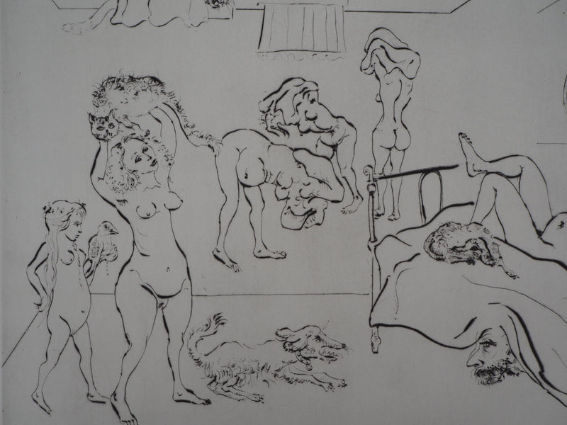 Mordecaï MOREH : La toilette - Gravure (détail)