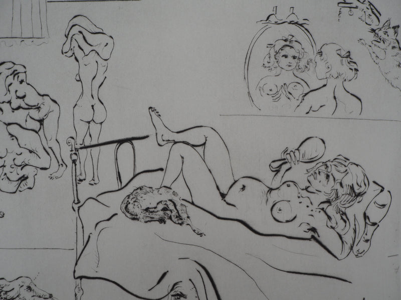 Mordecaï MOREH : La toilette - Gravure (détail)