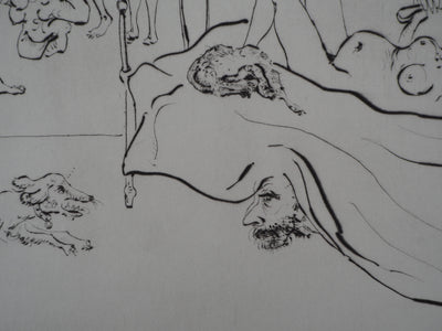 Mordecaï MOREH : La toilette - Gravure (détail)