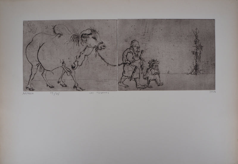 Mordecaï MOREH : Les Tziganes - Gravure