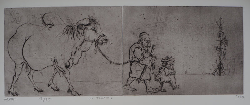 Mordecaï MOREH : Les Tziganes - Gravure (détail)