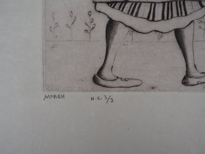 Mordecaï MOREH : Le vol de l'oiseau - Gravure (détail)