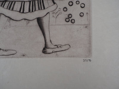 Mordecaï MOREH : Le vol de l'oiseau - Gravure (détail)