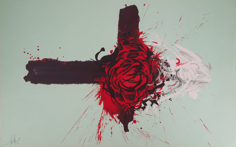 Raymond MORETTI : Amour, Hommage à la ros, Lithographie originale (vue générale) - Crédit photo : Galerie Art.Paris