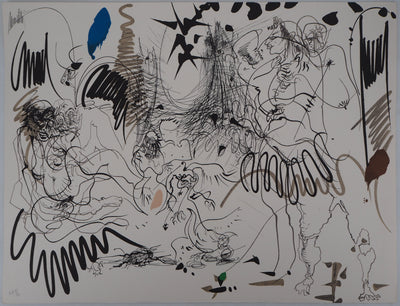 Raymond MORETTI : La rue amoureuse, Lithographie originale (vue générale) - Crédit photo : Galerie Art.Paris