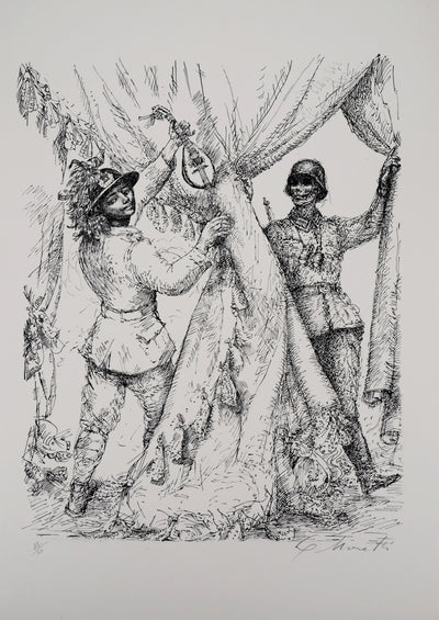 Lucien-Philippe MORETTI : Le carnaval des morts - Lithographie (détail)