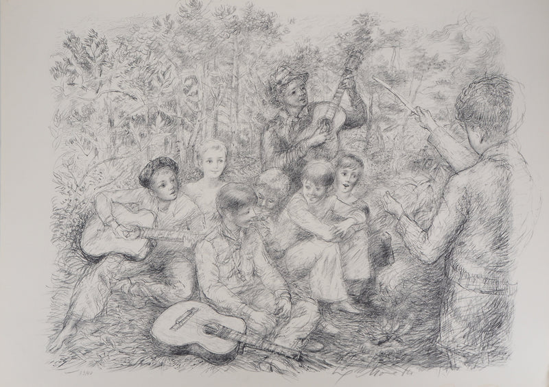 Lucien-Philippe MORETTI : La chorale - Lithographie