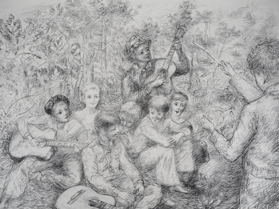 Lucien-Philippe MORETTI : La chorale - Lithographie (détail)