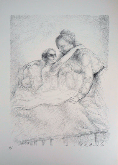 Lucien-Philippe MORETTI : La douceur maternelle - Lithographie