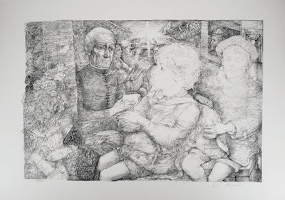 Lucien-Philippe MORETTI : Le marché - Lithographie