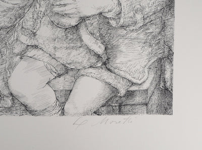 Lucien-Philippe MORETTI : Le marché - Lithographie (détail)