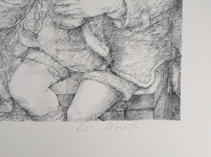 Lucien-Philippe MORETTI : Le marché - Lithographie (détail)