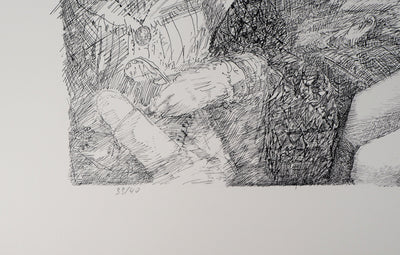 Lucien-Philippe MORETTI : Le marché - Lithographie (détail)