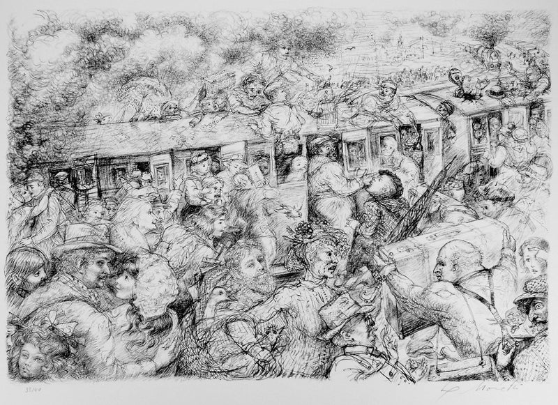 Lucien-Philippe MORETTI : Le train - Lithographie