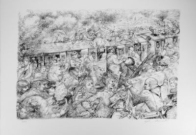 Lucien-Philippe MORETTI : Le train - Lithographie (détail)