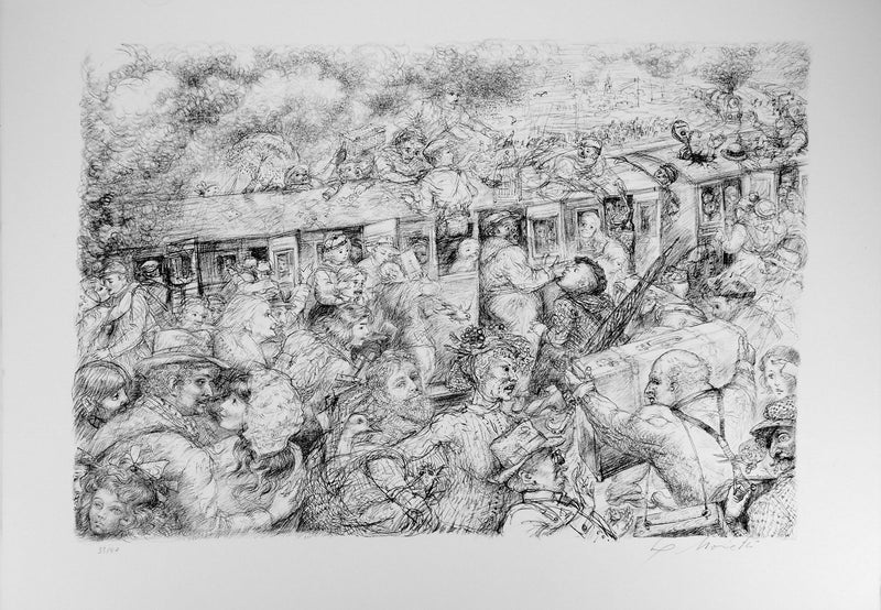 Lucien-Philippe MORETTI : Le train - Lithographie (détail)