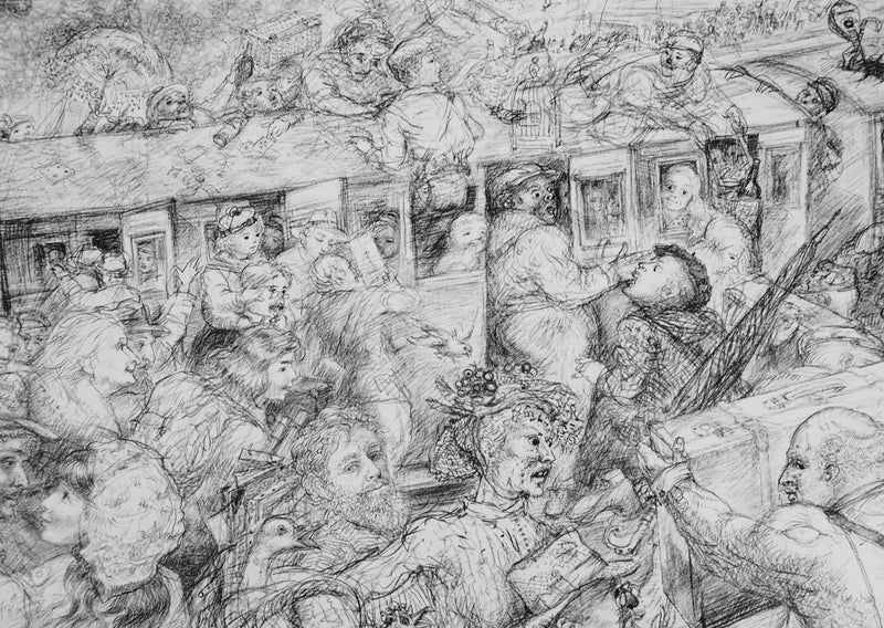 Lucien-Philippe MORETTI : Le train - Lithographie (détail)