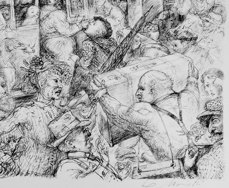 Lucien-Philippe MORETTI : Le train - Lithographie (détail)
