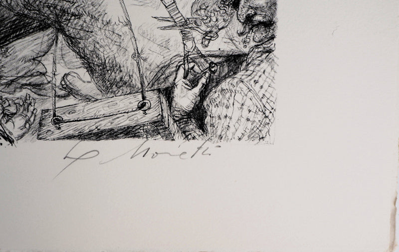 Lucien-Philippe MORETTI : Le train - Lithographie (détail)