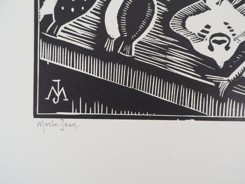  MORIN-JEAN : Marchande de poissons, 1921 - Gravure sur bois (détail)
