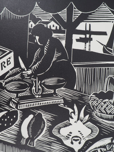  MORIN-JEAN : Marchande de poissons, 1921 - Gravure sur bois (détail)
