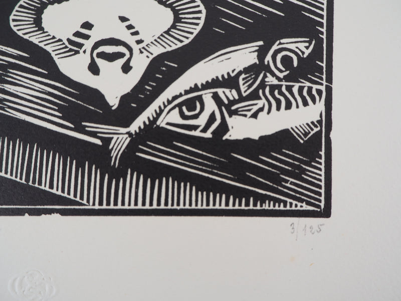  MORIN-JEAN : Marchande de poissons, 1921 - Gravure sur bois (détail)
