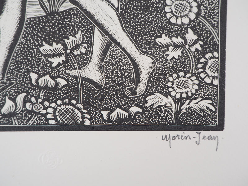 MORIN-JEAN : Le Printemps, 1923 - Gravure sur bois (détail)