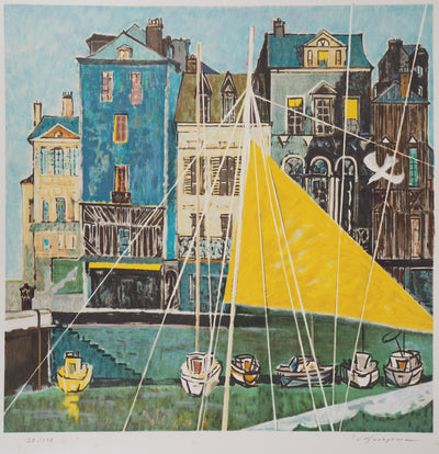 Shizuka MURAYAMA : Sur le port - Lithographie