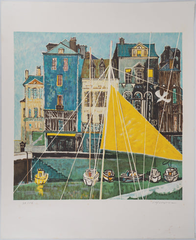 Shizuka MURAYAMA : Sur le port - Lithographie (détail)