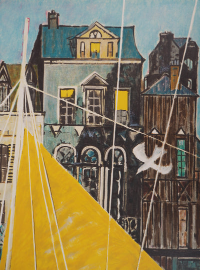 Shizuka MURAYAMA : Sur le port - Lithographie (détail)