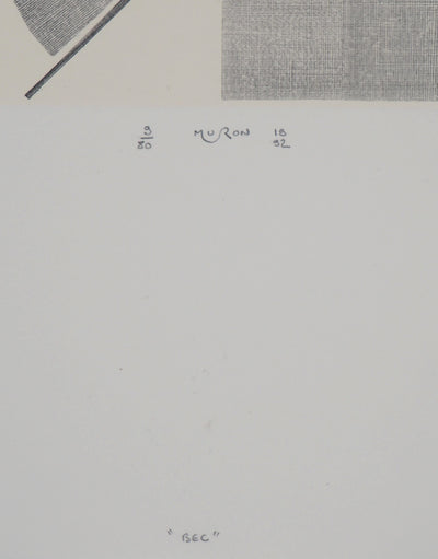 Jacques MURON : Le Bec, 1992 - Gravure (détail)