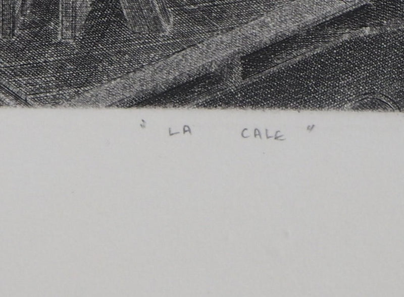 Jacques MURON : Chantier naval fantastique (La Cale) - Gravure (détail)