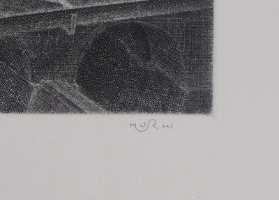 Jacques MURON : Chantier naval fantastique (La Cale) - Gravure (détail)