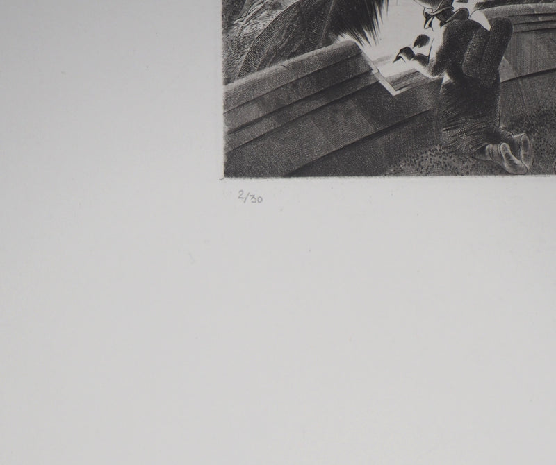 Jacques MURON : Les Fondeurs, 1978 - Gravure (détail)