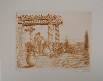 Maurice NEUMONT : Les amoureux et la villa bucolique - art
