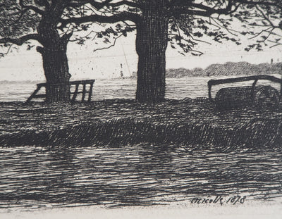 Émile Frédéric NICOLLE : A la campagne - Gravure (détail)