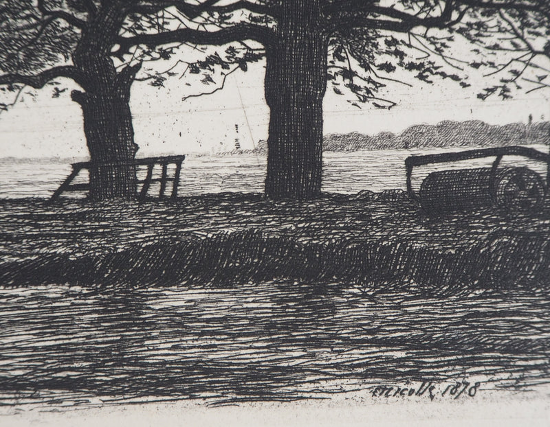 Émile Frédéric NICOLLE : A la campagne - Gravure (détail)