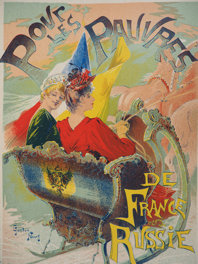Gaston NOURY : Deux femmes dans le traîneau - Affiche (détail)