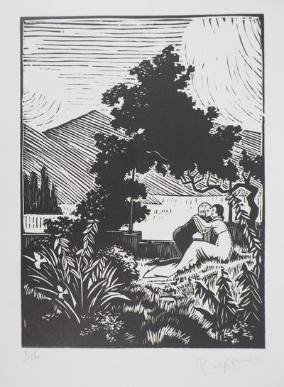 Pierre NOURY : Idylle - 1929 - Gravure sur bois