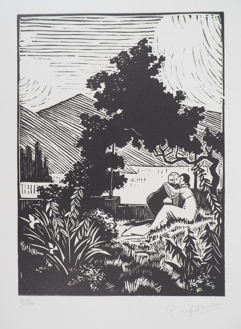 Pierre NOURY : Idylle - 1929 - Gravure sur bois