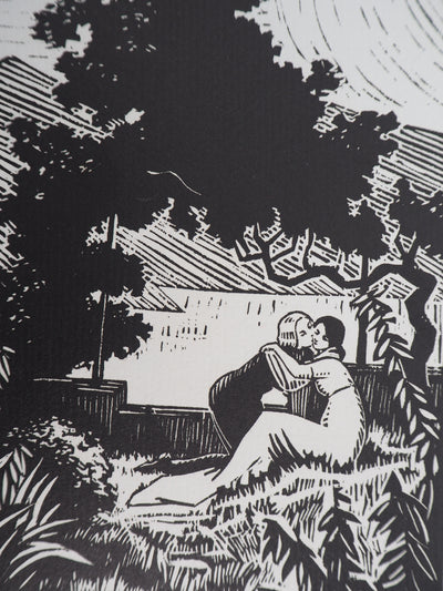 Pierre NOURY : Idylle - 1929 - Gravure sur bois (détail)