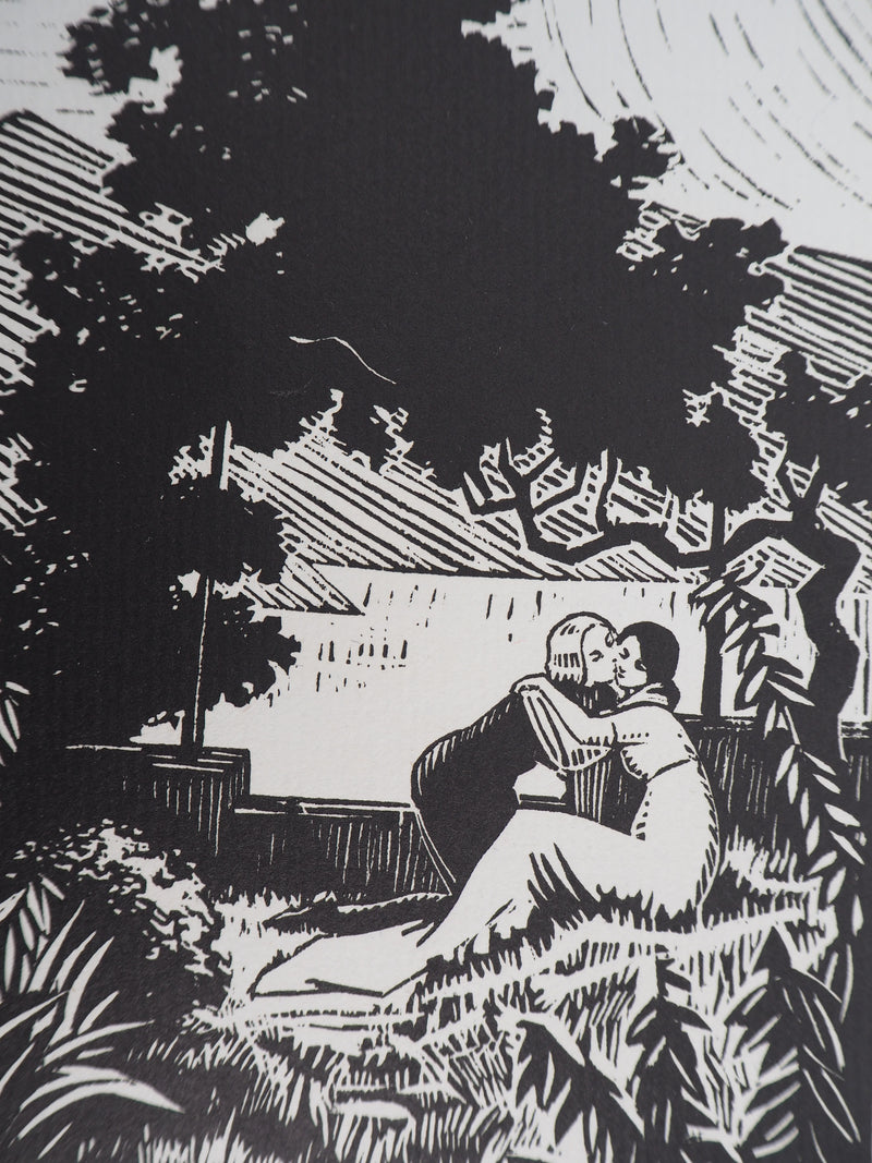 Pierre NOURY : Idylle - 1929 - Gravure sur bois (détail)