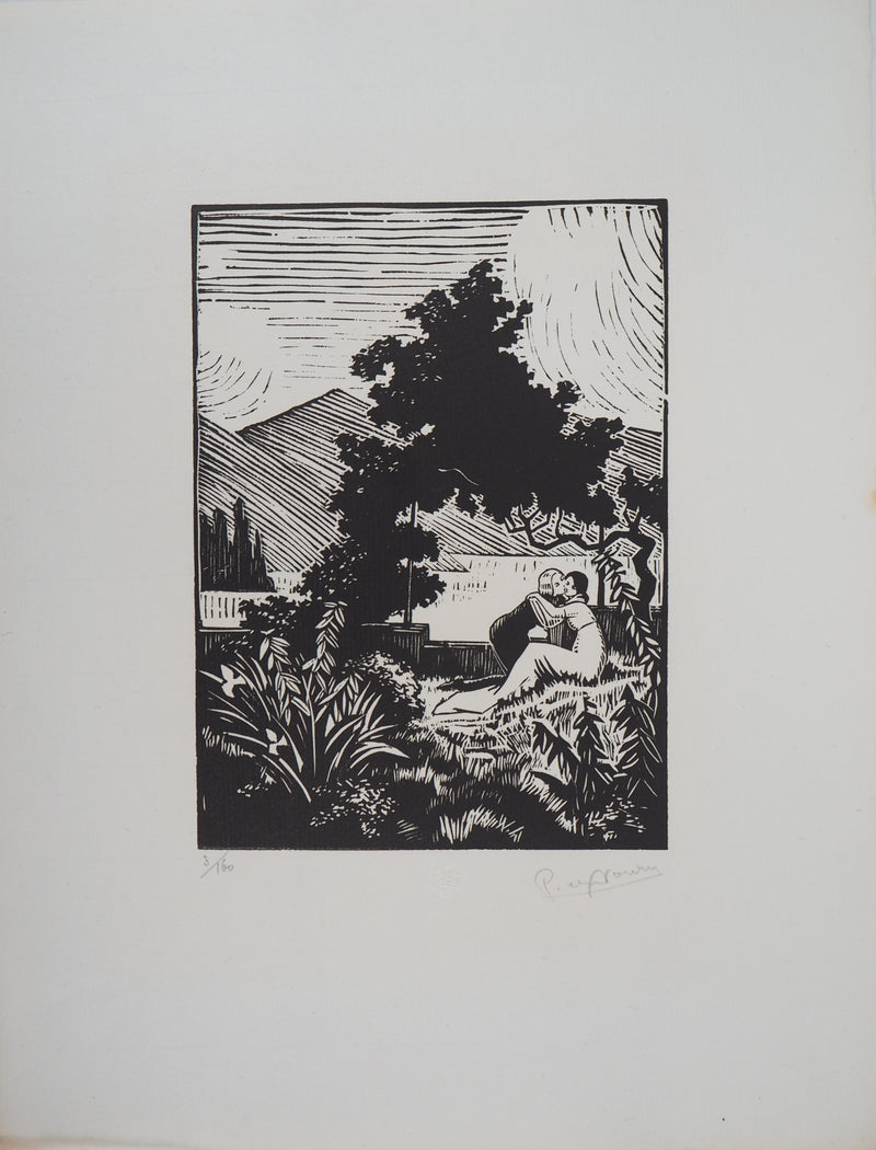 Pierre NOURY : Idylle - 1929 - Gravure sur bois (détail)