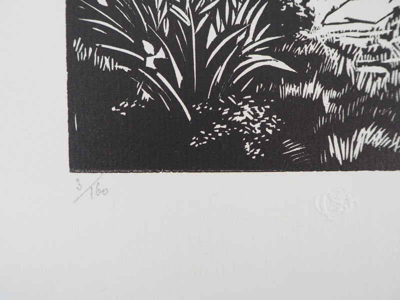 Pierre NOURY : Idylle - 1929 - Gravure sur bois (détail)