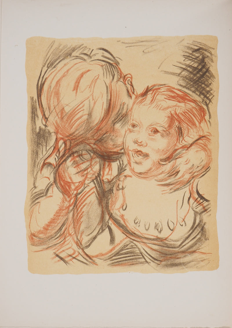 Emile  Othon FRIESZ : Frère et soeur, 1949 - Lithographie (détail)