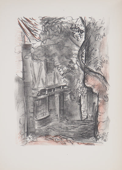 Emile  Othon FRIESZ : Maison rustique à colombages 1949 - Lithographie